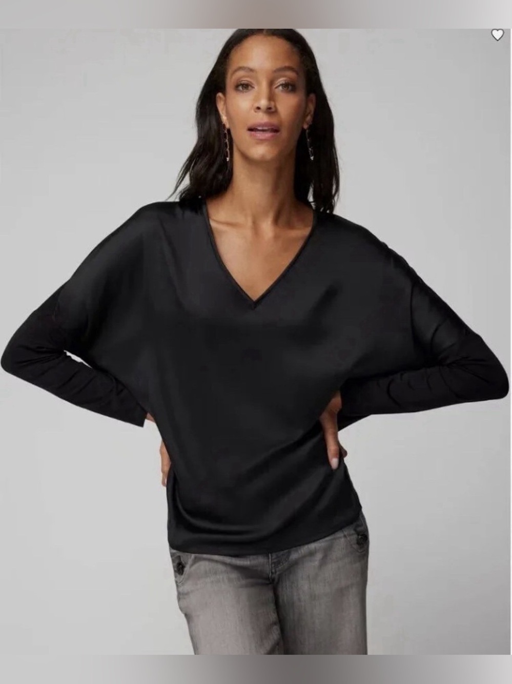 WHBM Satin Mixed Media Black Dolman Tunic Sz XL Little Loved ❤️